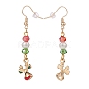 Enamel Reindeer Charm with Glass Pearl Dangle Earrings EJEW-JE04961-02-3
