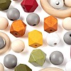 250Pcs 10 Styles Natural Unfinished Wood Beads & Linking Rings WOOD-LS0001-41-4