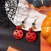 Pumpkin Synthetic Turquoise Dangle Earrings EJEW-TA00517-2