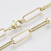 Brass Flat Oval Paperclip Chain Necklace Making MAK-S072-07B-LG-1