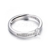 Adjustable Rhodium Plated 925 Sterling Silver Finger Ring Components STER-F048-15P-2