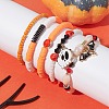5Pcs 5 Style Dyed Synthetic Turquoise Skull & Polymer Clay Heishi & Glass Beaded Stretch Bracelets Set BJEW-JB09430-2