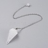 Platinum Tone Brass Crystal Cone Hexagonal Pointed Dowsing Pendulums X-MAK-M015-01I-4