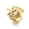 Starfish Shell 304 Stainless Steel Open Cuff Rings RJEW-R014-03G-06-4