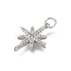 Brass Micro Pave Clear Cubic Zirconia Star Connector Charms with Jump Rings KK-V011-64P-2