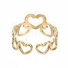 304 Stainless Steel Heart Open Cuff Ring RJEW-T023-57G-2