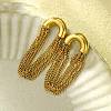 304 Stainless Steel Tassel Chain Stud Earrings for Women EJEW-U023-07G-1