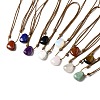 Gemstone Triangle Pendant Necklace with Waxed Cord for Women NJEW-G093-01-1