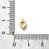 Heart Brass Cubic Zirconia Connector Charms KK-P295-34G-02-3