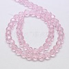 Misty Rose Color Faceted(32 Facets) Round Glass Beads Strands X-EGLA-J042-6mm-19-2