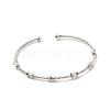 Rack Plating Brass Drum Beaded Open Cuff Bangle for Women BJEW-E073-07P-1