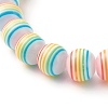 Stripe Resin Rondelle Beads Stretch Bracelets for Parent and Kid BJEW-JB06635-9