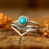 Alloy and Synthetic Turquoise Finger Rings FS-WG19095-03-2