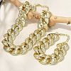 Electroplated CCB Curb Chain Necklace & Bracelets Set SJEW-G084-01G-2