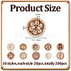 200Pcs 10 Styles Coconut Shell Buttons BUTT-HY0001-21-3
