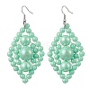 Woven Opaque Acrylic Dangle Earrings EJEW-JE05755-1