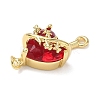 Brass with Glass Dark Red Sacred Heart Connector Charms KK-L253-27G-05-2