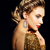 FIBLOOM 3 Pairs 3 Colors Rhinestone Hollow Out Rectangle Dangle Stud Earrings EJEW-FI0001-12-4