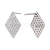 Rhodium Plated 925 Sterling Silver Stud Earring Findings STER-F048-31P-3