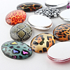 Leopard Print Theme Ornaments Decorations Glass Oval Flatback Cabochons GGLA-A003-18x25-GG-3