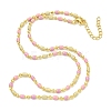 Brass Enamel Column Link Chain Necklaces NJEW-H039-09A-02G-2