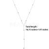 Rhodium Plated 925 Sterling Silver Y Chain Necklace for Women 18K Gold Plated Round Beads Long Dainty Y-Shaped Necklace Jewelry Gift for Women JN1095A-2