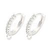 Brass Micro Pave Clear Cubic Zirconia Hoop Earring Findings KK-H532-14B-S-1