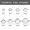 80 Pcs 8 Styles 304 Stainless Steel Cabochon Connector Settings STAS-SZ0001-41P-1