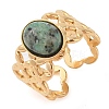 Oval Natural Mixed Stone Finger Rings RJEW-Z057-13G-3