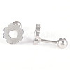 Tarnish Resistant 201 Stainless Steel Flower Barbell Cartilage Earrings LS-EJEW-R147-07-4