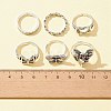6Pcs 6 Style Butterfly & Heart & Chain Shape Alloy Stackable Rings Set RJEW-FS0001-05A-4