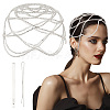 Rhinestone Mesh Headpiece Cap AJEW-WH0413-82C-1