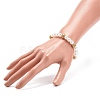 ABS Plastic Pearl & Brass Round Beaded Stretch Bracelet with Clear Rhinestone for Women BJEW-JB08523-01-3