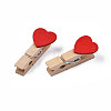 Wooden Craft Pegs Clips with Heart Beads WOOD-R249-006-2