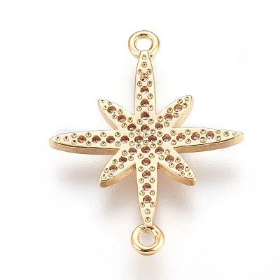Brass Micro Pave Cubic Zirconia Links ZIRC-F088-003G-1