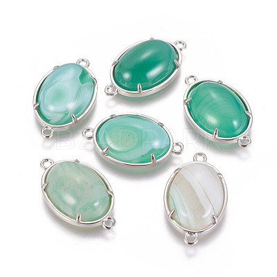 Brass Natural Agate Links connectors G-E398-03K-1