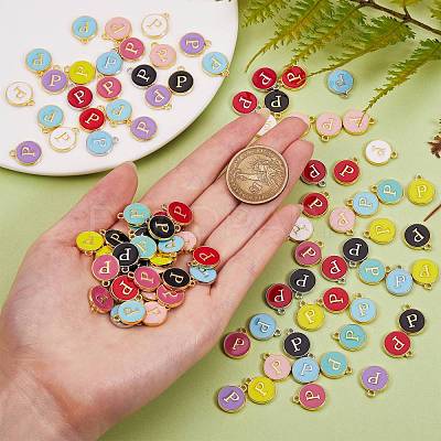 120Pcs 12 Colors Golden Plated Alloy Charms ENAM-SZ0001-64P-1