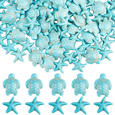 200Pcs Dyed Synthetic Turquoise and Howlite Beads G-SC0002-42-1
