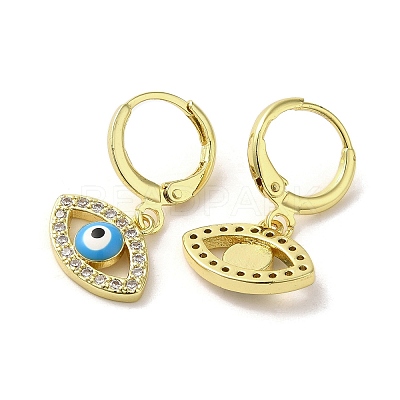 Horse Eye Real 18K Gold Plated Brass Dangle Leverback Earrings EJEW-Q797-23G-04-1