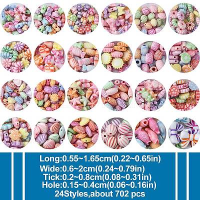 Craft Style Acrylic Beads Sets MACR-FS0001-68-1
