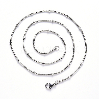Non-Tarnish 304 Stainless Steel Round Snake Chain Necklace NJEW-S420-009A-P-1