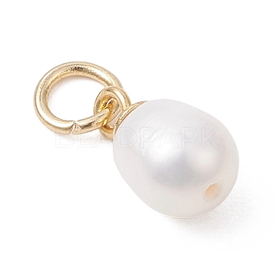 Natural Cultured Freshwater Pearl Rice Charms PALLOY-JF04830-1