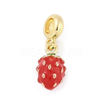 Brass Enamel Fruit European Dangle Charms KK-Z090-08G-03-1
