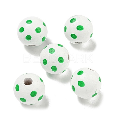 Printed Wood European Beads WOOD-G022-18E-1