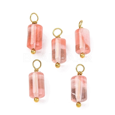 Cherry Quartz Glass Cloumn Pendants LS-STAS-H221-04G-03-1