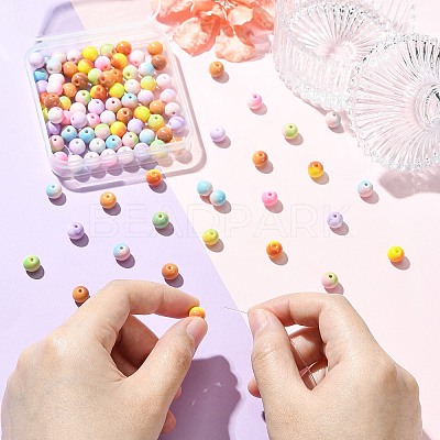 100Pcs Two-tone Opaque Spray Painted Glass Beads GLAA-CJ0002-94-1