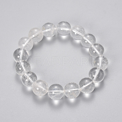 Natural Quartz Crystal Beaded Stretch Bracelets BJEW-Q692-46-10mm-1