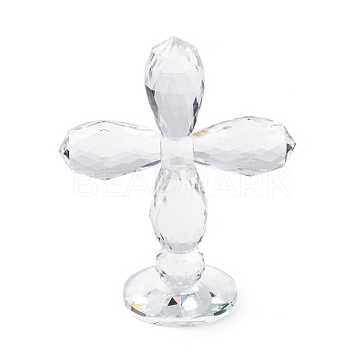 Natural Quartz Crystal Cross Figurines AJEW-H154-01C-1