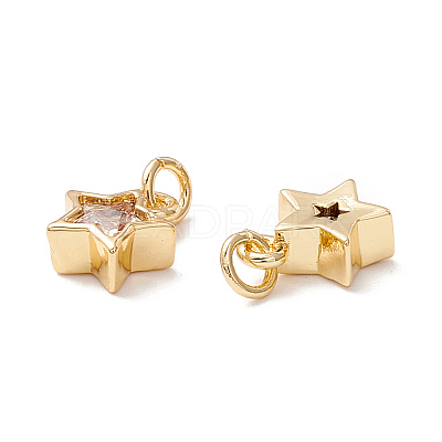 Brass Cubic Zirconia Charms FIND-Z005-02B-1
