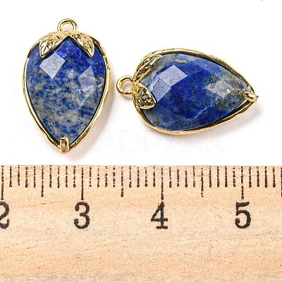 Natural Lapis Lazuli Faceted Pendants G-M431-06G-04-1